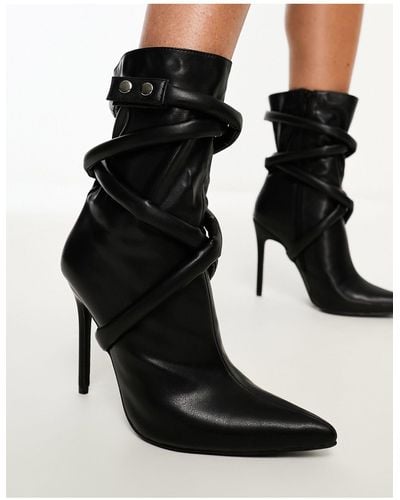 SIMMI Simmi London Alps Rope Detail Heeled Ankle Boots - Black