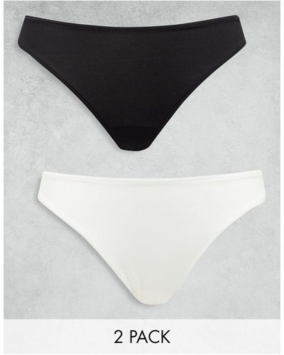 Weekday Soul Soft Cotton Thong 2 Pack - Black