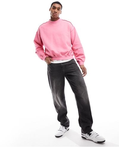 Weekday – liam – kastiges sweatshirt - Pink