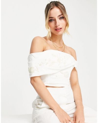 Hope & Ivy Bridal Co-ord Top - White
