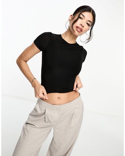 Fashionkilla T-shirt mini attillata nera - Nero