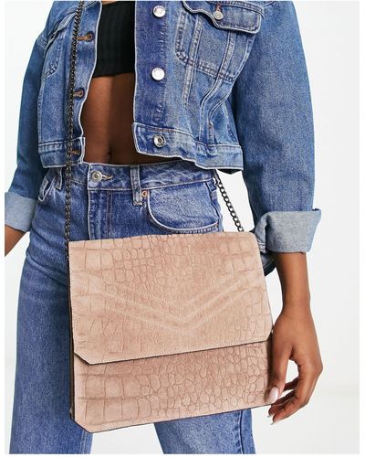 Urbancode Suède Crossbody Tas Met Krokodillenmotief - Blauw