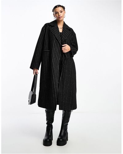 Something New X Lame.cobain Double Breasted Longline Coat Co-ord - Black