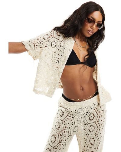 South Beach Crochet Beach Shirt Co-ord - White