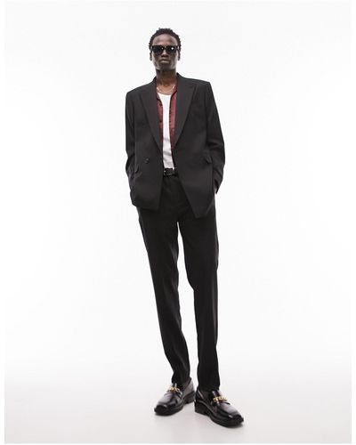 TOPMAN Slim Warm Handle Suit Trouser - Black