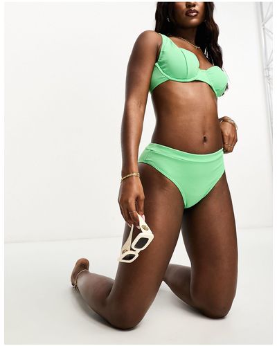 Roxy Color Jam Rib Mid Waist Bikini Bottom - Green