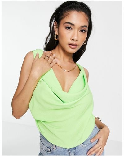 ASOS Drape Front Sleeveless Top With Tie Shoulders - Green