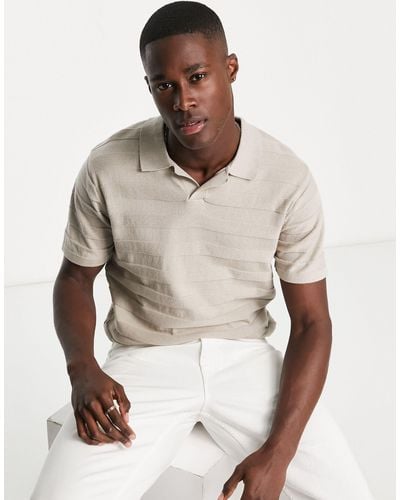 SELECTED Knitted Polo With Revere Collar - Natural