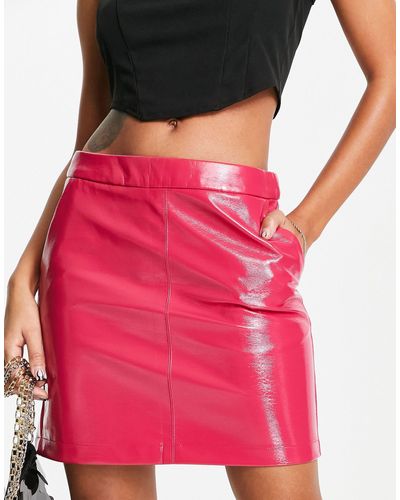 Vero Moda Vinyl Mini Skirt - Pink