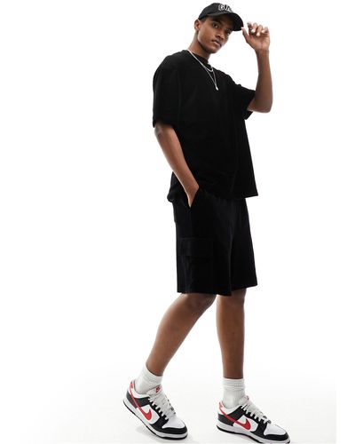 ASOS Oversized Ribbed Velour Shorts - Black