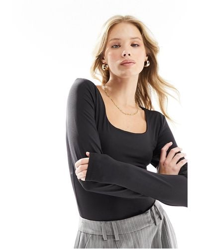 ONLY Seamless Reversible Long Sleeve Top - Black