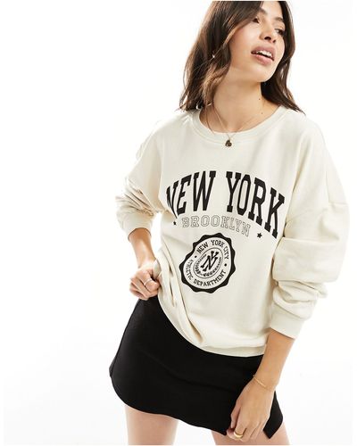 ONLY New York Slogan Sweatshirt - White