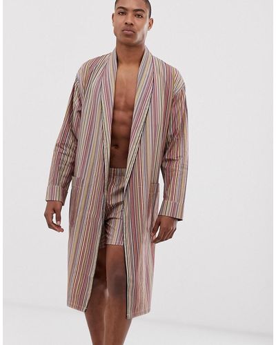 Paul Smith Lightweight Dressing Gown In Multi Stripe - Multicolor