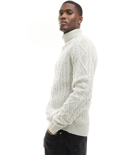 French Connection Wool Mix Cable Roll Neck Jumper - White