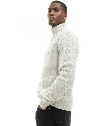 French Connection Wool Mix Cable Roll Neck Sweater - White