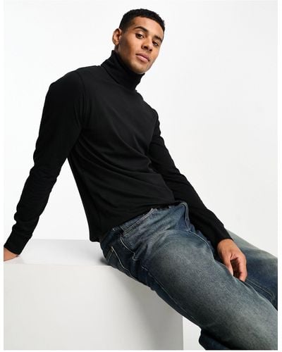 French Connection T-shirt accollata a maniche lunghe nera - Nero