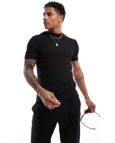 The Couture Club Co-ord Rib Textured T-shirt - Black