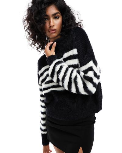 Miss Selfridge Lash Striped Sweater - Black