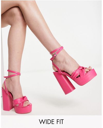 Public Desire Verona Platform High Heeled Sandals - Pink