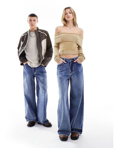 Reclaimed (vintage) – locker geschnittene unisex-jeans im 90er-stil - Blau