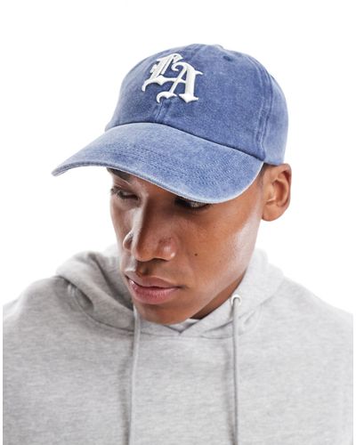 ASOS Soft Baseball Cap With La Graphic - Blue