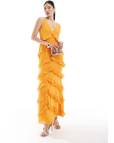 Pretty Lavish Exclusive To Asos Piper Ruffle Maxi Dress - Metallic