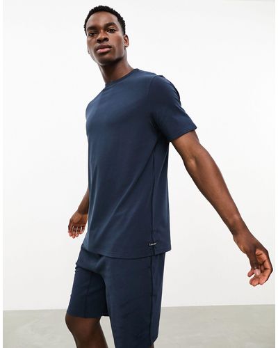 Calvin Klein – pyjama mit t-shirt und shorts - Blau