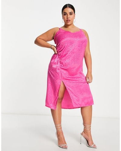 Simply Be Ruched Side Slip Dress - Pink