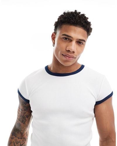 ASOS Muscle Fit Ringer T-shirt With Cap Sleeves - White