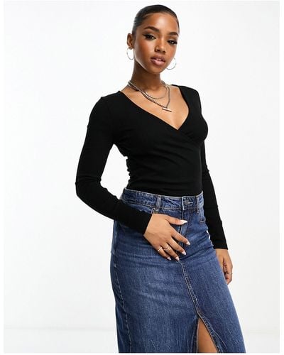 New Look Wrap Ribbed Body - Black