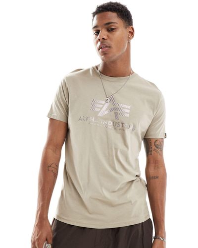 Alpha Industries Alpha - t-shirt color sabbia vintage con logo sul petto - Neutro