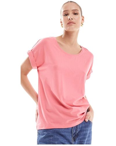 ONLY Short Sleeve Crew Neck Top - Pink