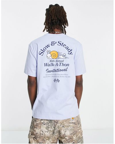 Coney Island Picnic Camiseta con estampado en el pecho y la espalda "walk-a-thon" - Blanco