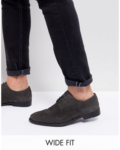 ASOS Asos Wide Fit Casual Brogue Shoes - Gray