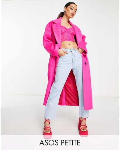 ASOS Asos design petite – angerauter, eleganter mantel - Pink