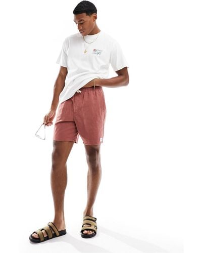 Rhythm – jam – strand-shorts aus strukturiertem leinen - Rot