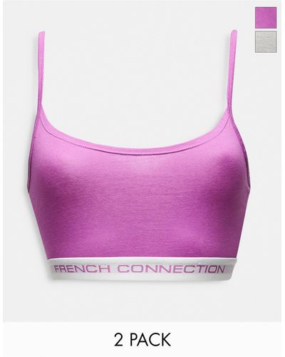 French Connection 2 Pack Strappy Bralettes - Pink