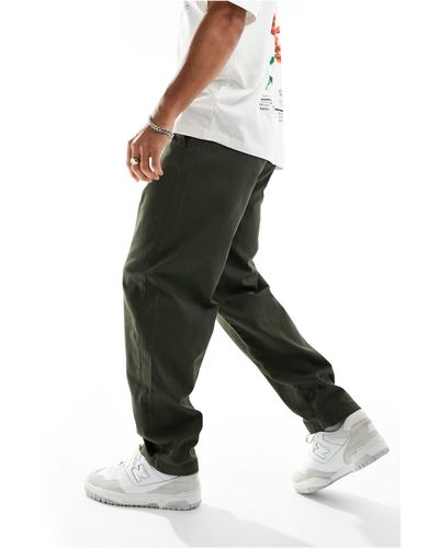SELECTED Barrel Fit Twill Trousers - Green