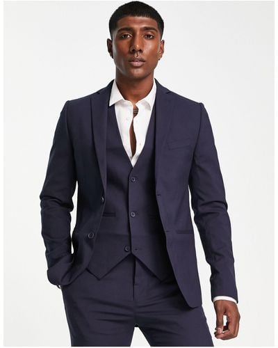 Bolongaro Trevor Wedding Plain Super Skinny Suit Jacket - Blue