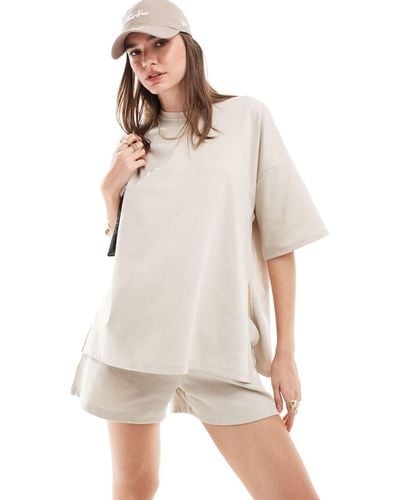 Jdy T-shirt oversize d'ensemble avec fente sur le côté - taupe - Blanc