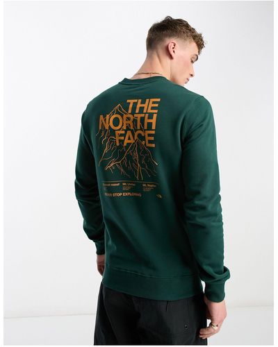 The North Face Mountain Outline - Sweatshirt Met Print Op - Groen