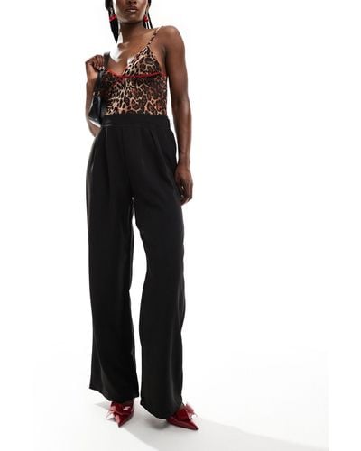 New Look Wide Leg Pull On Trousers - Black