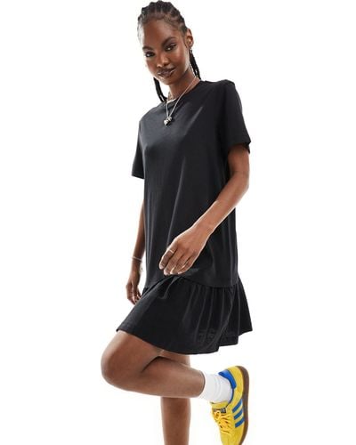 Monki Jersey Mini Dress With Drop Waist - Black