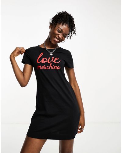 Love Moschino Vestito t-shirt con logo - Nero