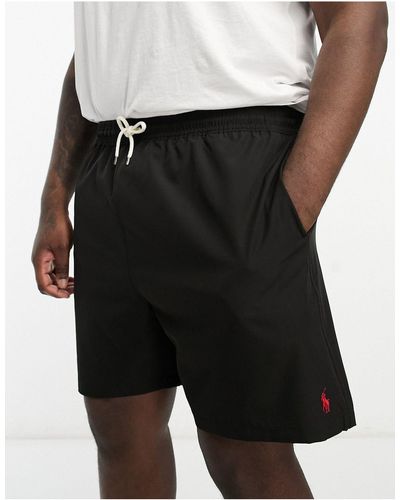 Polo Ralph Lauren Big & Tall Traveller Icon Logo Mid Swim Shorts - Black