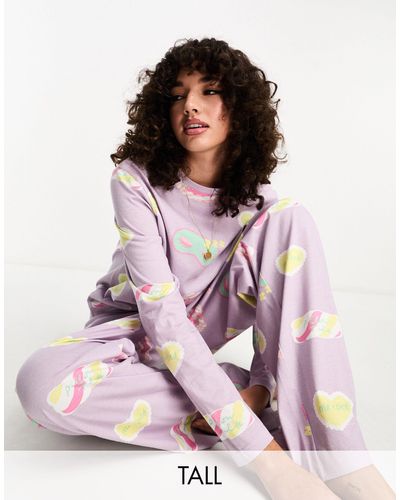 ASOS Tall – daydream – pyjama bestehend aus langärmligem oberteil und hose - Lila