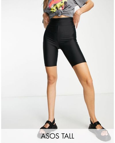 ASOS Asos design tall – matt glänzende legging-shorts - Schwarz
