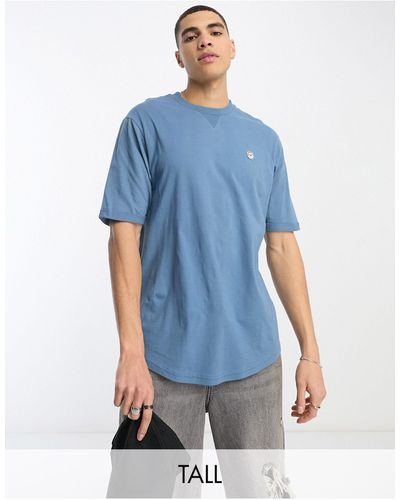 Le Breve Tall - t-shirt color pietra con maniche con risvolto - Blu