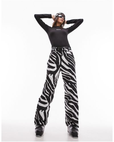 TOPSHOP Sno - pantaloni da sci dritti con stampa zebrata - Nero
