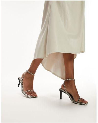 TOPSHOP Clover Premium Leather Pin Heel Sandal - White